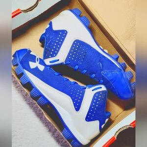 Under Armour Blue and White Baseball Cleats